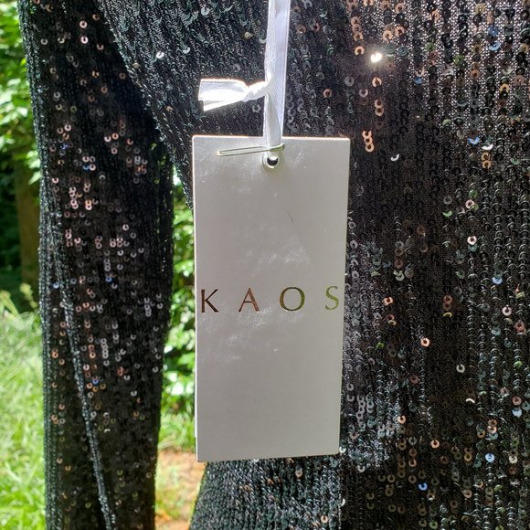 KAOS Mini Party Dress in Black Sequins Size 8 - Picture 5 of 11